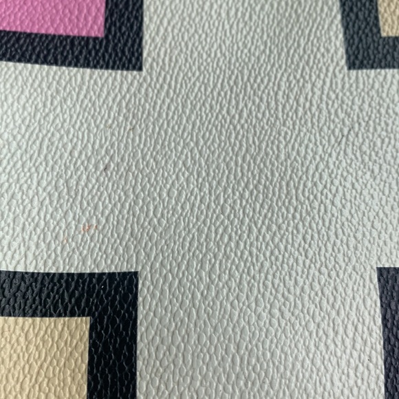 Italian Mondrian style leather yellow/pink/mauve tan straps trim bucket bag EUC - Picture 9 of 9